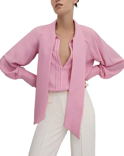 Reiss Ella Tie Detail Blouse In Pink