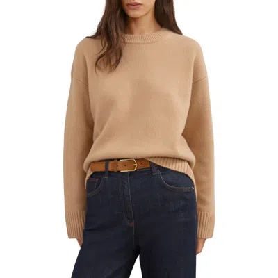 Reiss Womens Camel Ella Crewneck Long-sleeve Wool And Cashmere Jumper In Brown