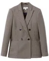 Reiss Ella Wool-blend Textured Check Blazer In Black