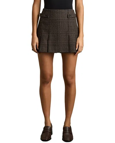 Reiss Womens Elle Checked Wool-blend Mini Skirt Brown