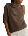 Reiss Mink One-shoulder Draped Top