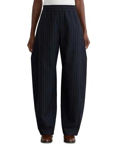Reiss Elle Pinstriped High Rise Barrel Trousers In Blue