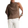 Reiss Mink One-shoulder Draped Top In Brown