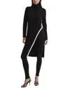 Reiss Elle Asymmetric Long Sleeve Wool Sweater Dress In Black