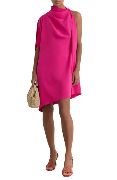 Reiss Ellery One-shoulder Crepe Minidress In Pink