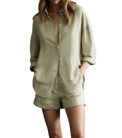 Reiss Ellis Oversized Button-down Shirt In Khaki In Green