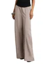 Reiss Grey Satin Wide Leg Elastic Waist Trousers In Gold