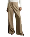 Reiss Womens Clara Belted Wide-leg Wool Trousers Neutral In Sage Green