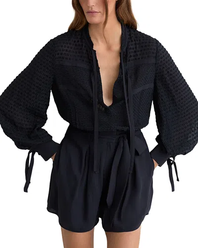 Reiss Embroidered Romper In Blue