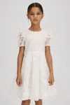 REISS EMELIE - IVORY JUNIOR LACE PUFF SLEEVE DRESS, AGE 5-6 YEARS