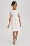 Reiss Emelie - Ivory Senior Lace Puff Sleeve Dress, Uk 11-12 Yrs