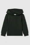Reiss Emerald Green Lowden Lowden Interlock Jersey Hoodie In Emerald Green
