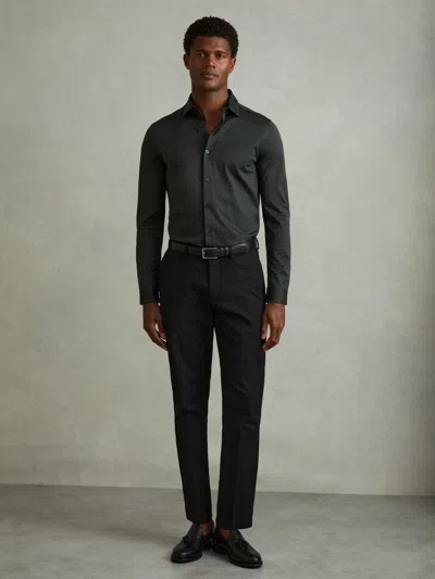 Reiss Emerald Green Mercerised Cotton Jersey Shirt