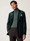 Reiss Emerald Green Double-breasted Velvet Blazer Tailored-fit In Green