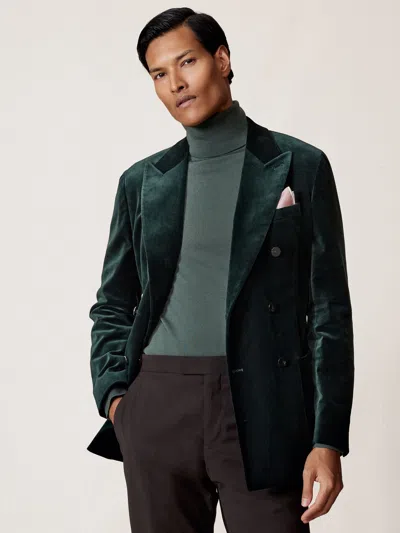 Reiss Emerald Green Double-breasted Velvet Blazer Tailored-fit