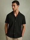 Reiss Emerald Textured Cuban Collar Shirt