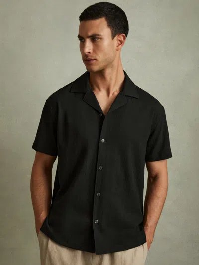 REISS EMERALD TEXTURED CUBAN COLLAR SHIRT