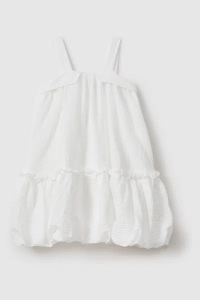Reiss Emeri - Ivory Seersucker Bubble Hem Dress, Uk 13-14 Yrs