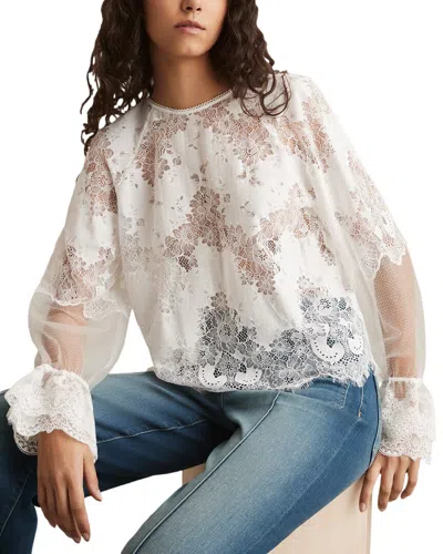 Reiss Emilia Lace Blouse In White