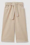 Reiss Emilie - Cream Emilie Teen Textured Lace Trim Trousers In Cream