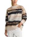 Reiss Cream/camel Emily Striped Crew-neck Jumper With Mohair In Cream/camel