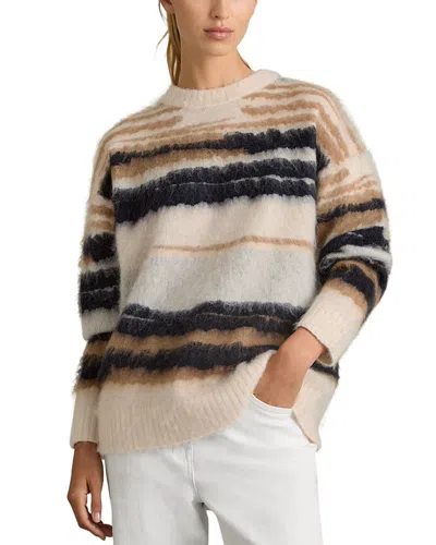 Reiss Cream/camel Emily Striped Crew-neck Jumper With Mohair