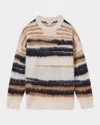 Reiss Cream/camel Emily Striped Crew-neck Jumper With Mohair In Cream Black