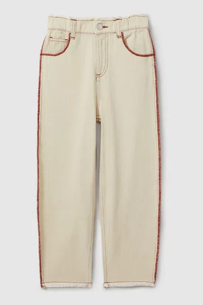Reiss Emmefa - Ecru Emmefa Teen Contrast Stitch Frayed Hem Jeans