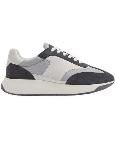 Reiss Emmett Leather Trainer In Gray