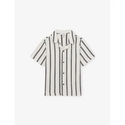 Reiss Kids' White Navy Emory Striped Woven Shirt 3-9