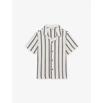 Reiss Kids' White Navy Emory Striped Woven Shirt 9-13 In Multi