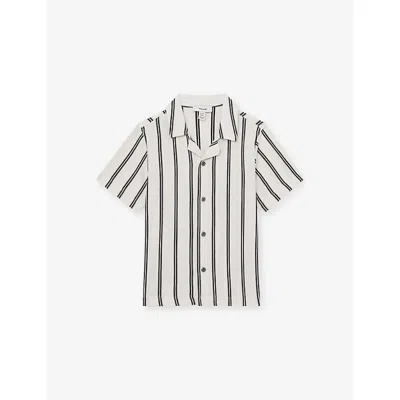 Reiss Kids' White Navy Emory Striped Woven Shirt