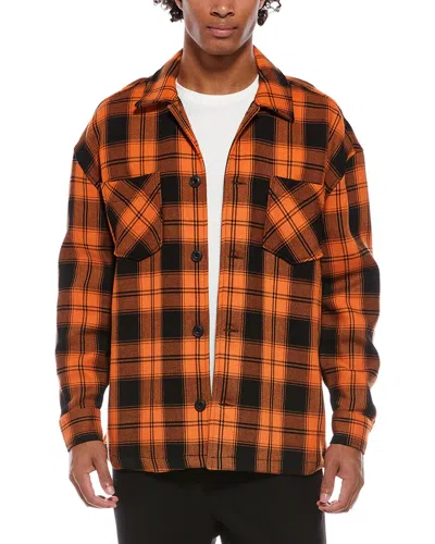 Reiss Endurance Embroidered Wool-blend Shirt In Orange