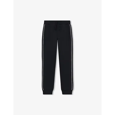 Reiss Kids' Epping Contrast-piped Trim Stretch-woven Jogging Bottoms 3-13 Years Navy  Off Whit In Navy  Off White