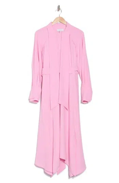 Reiss Erica Neck Tie Scarf Long Sleeve Midi Dress In Pink