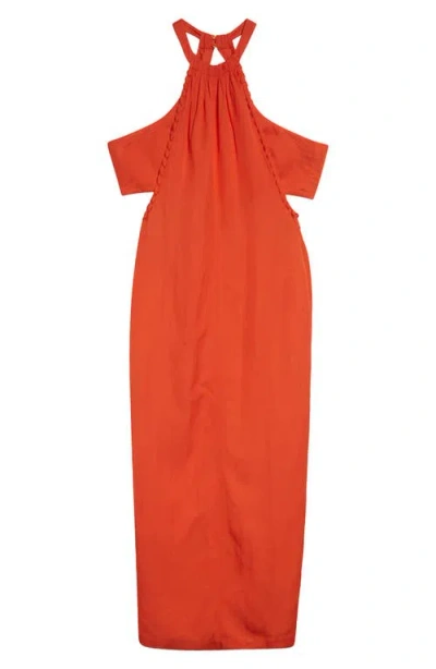 Reiss Erika Whipstitch Halter Dress In Red