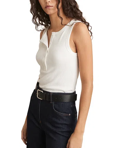 Reiss Erin Ribbed Henley Tank Top In White