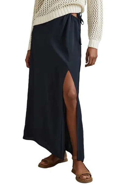 Reiss Esme Cutout Side Tie Midi Skirt In Navy
