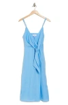 Reiss Esme Linen Tie Side Midi Dress In Blue