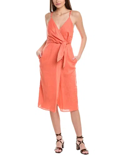Reiss Esme Linen Midi Dress In Pink