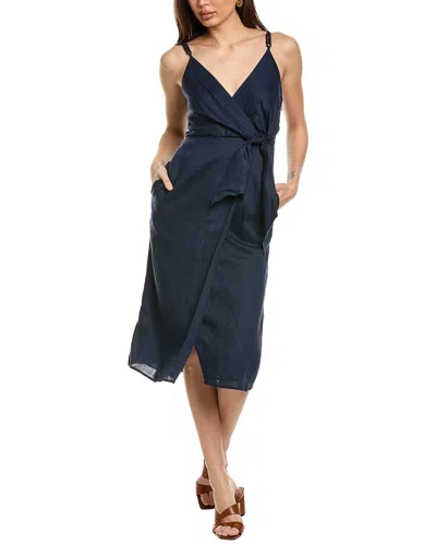 Reiss Esme Linen Tie Side Midi Dress In Blue