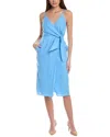 Reiss Esme Linen Tie Side Midi Dress In Blue
