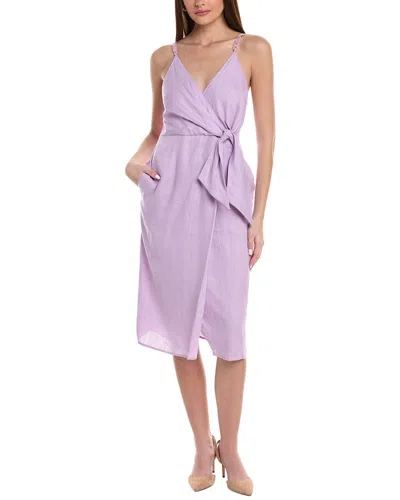 Reiss Esme Linen Tie Side Midi Dress In Purple