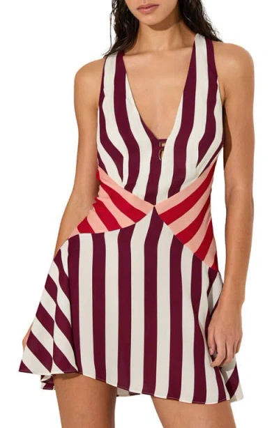 Reiss Esme Stripe Cover-up Sundress In Burgundy