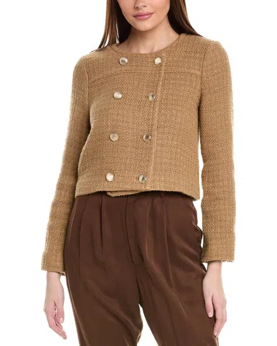 Reiss Esmie Cropped Wool-blend Jacket In Brown