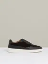 Reiss Espresso Brown Lane Leather Elasticated-lace Trainers In Brown