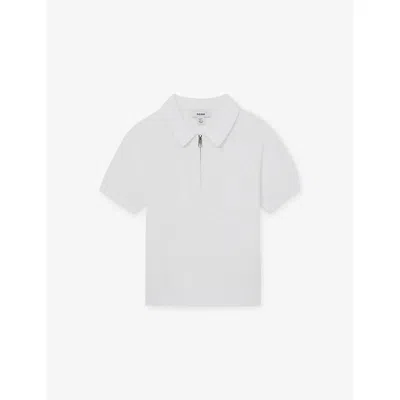 Reiss Kids' Optic White Estate Half-zip Knitted Polo Shirt 3-9