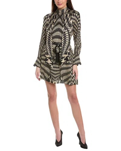 Reiss Ester Placed Mono Print Dress In Black