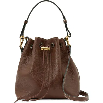 Reiss Esther Leather Bucket Bag In Brown