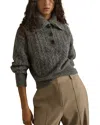 Reiss Charcoal Cropped Cable-knit Jumper With Mohair In Charcoal